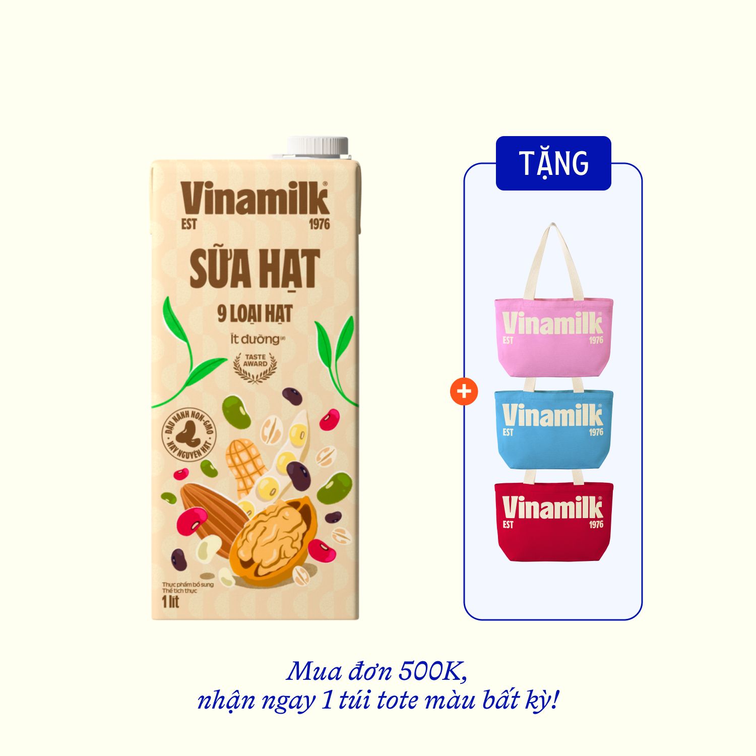Sữa hạt Vinamilk 9 loại hạt ít đường 1L