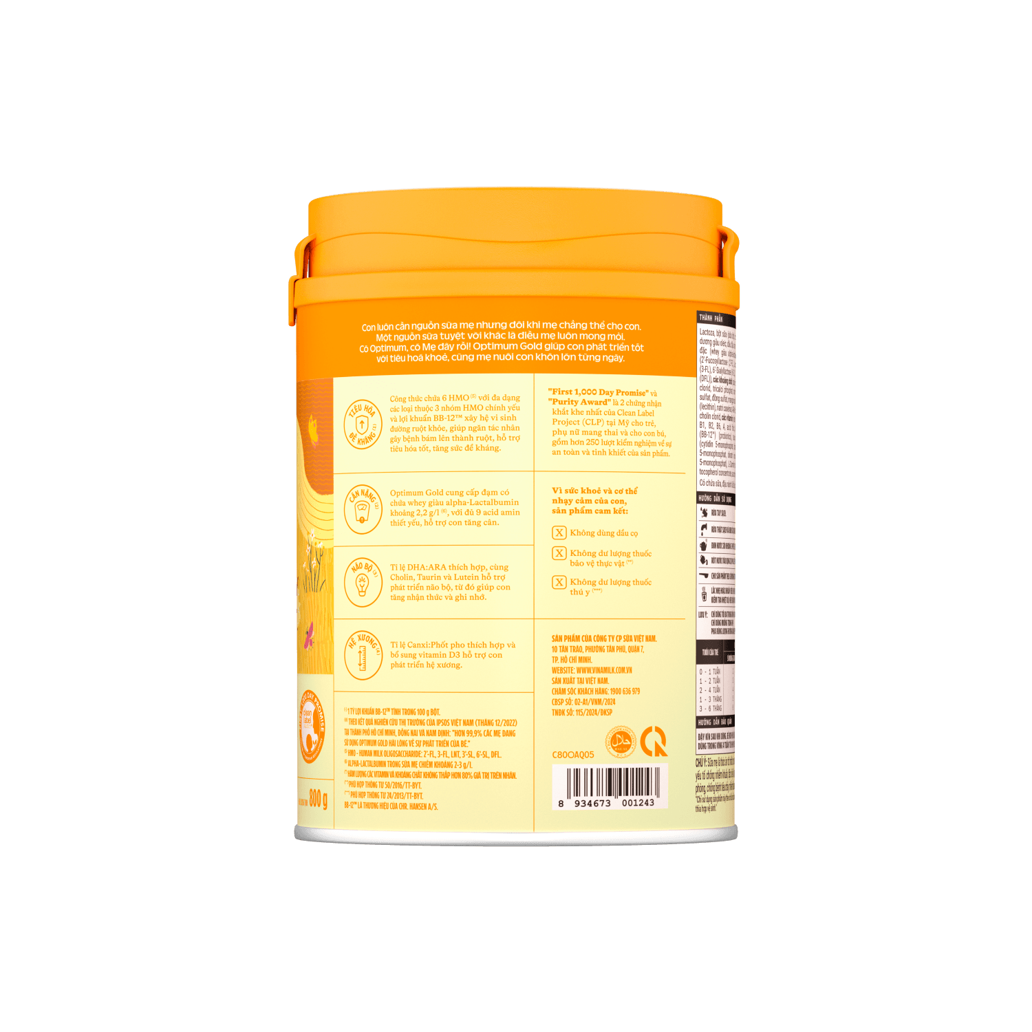 Sữa bột trẻ em Optimum Gold 1 (0-6 tháng) 800g