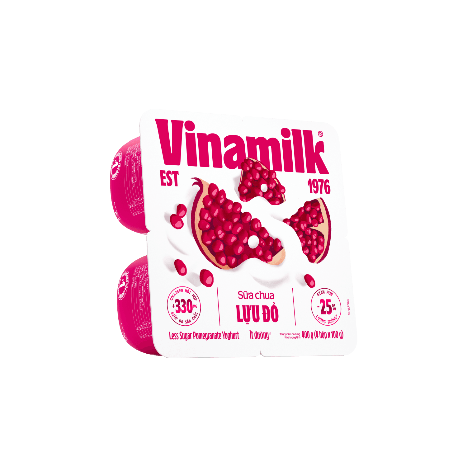 Sữa chua ăn Vinamilk Lựu Đỏ ít đường + Collagen 100g