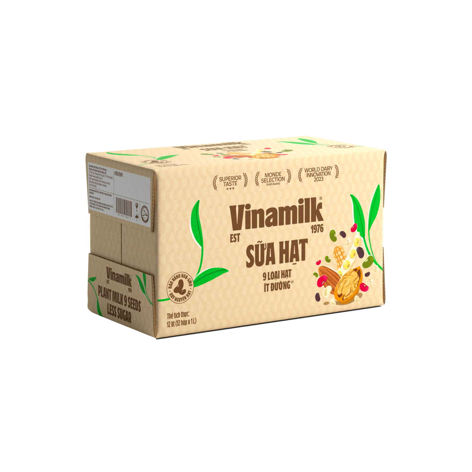 Sữa hạt Vinamilk 9 loại hạt ít đường 1L