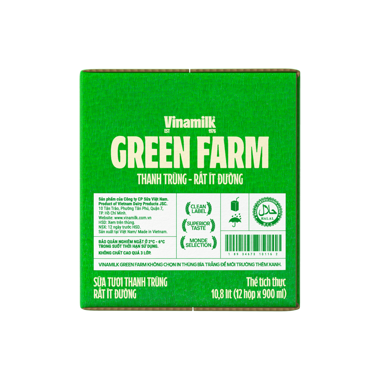 Pasteurized Fresh Milk Green Farm Very Low Sugar 900ml