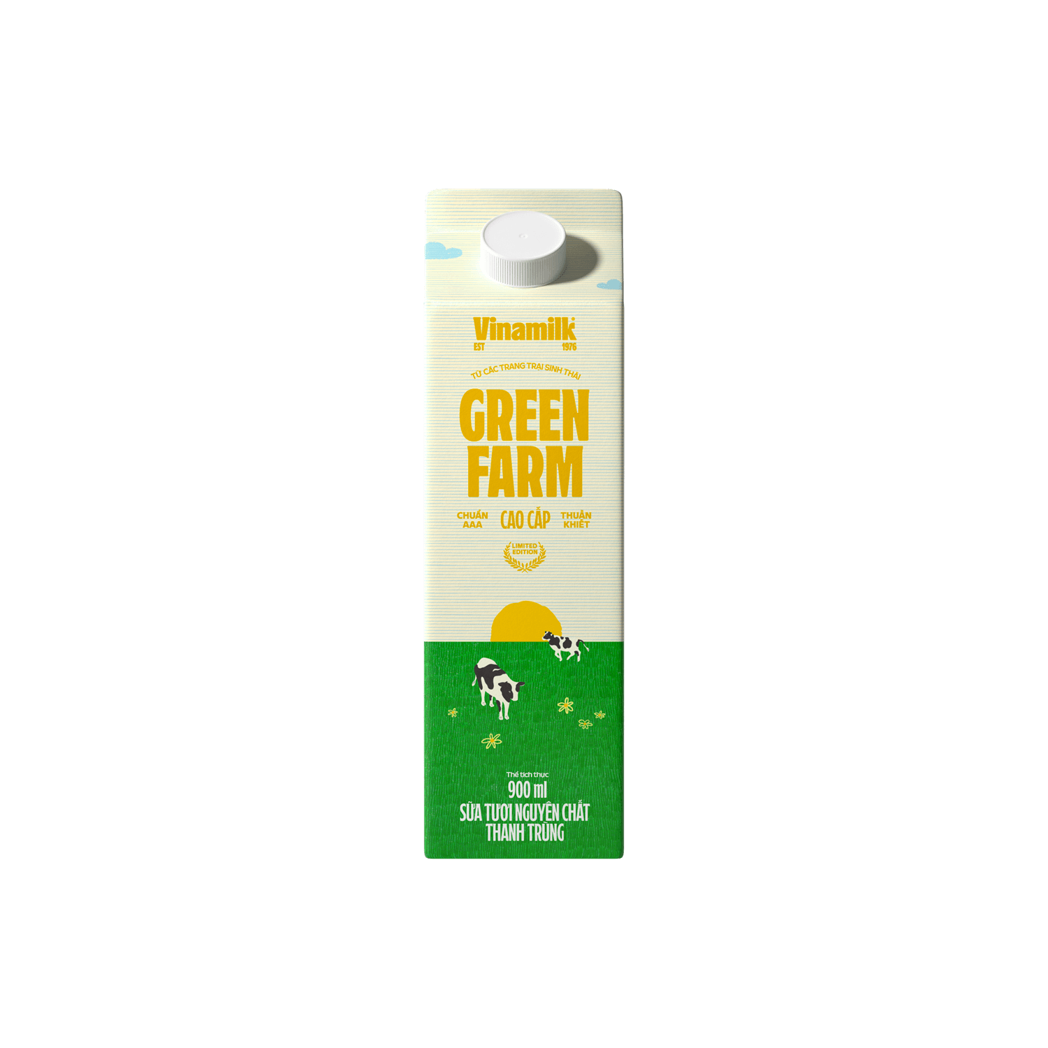 Sữa tươi thanh trùng Green Farm Không đường 900ml