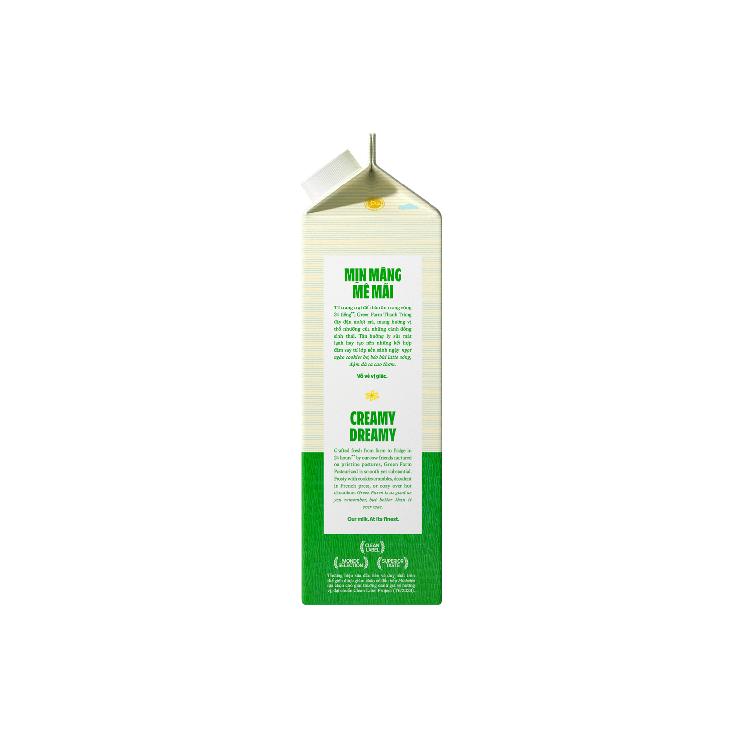 Sữa tươi thanh trùng Green Farm Không đường 900ml