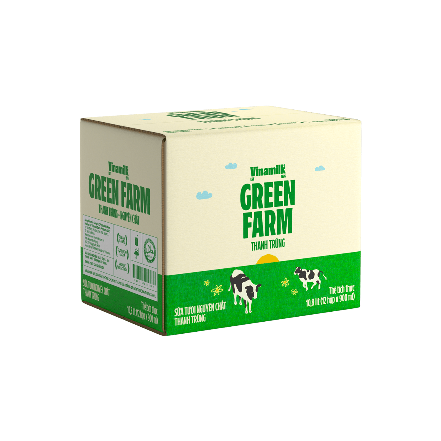 Sữa tươi thanh trùng Green Farm Không đường 900ml
