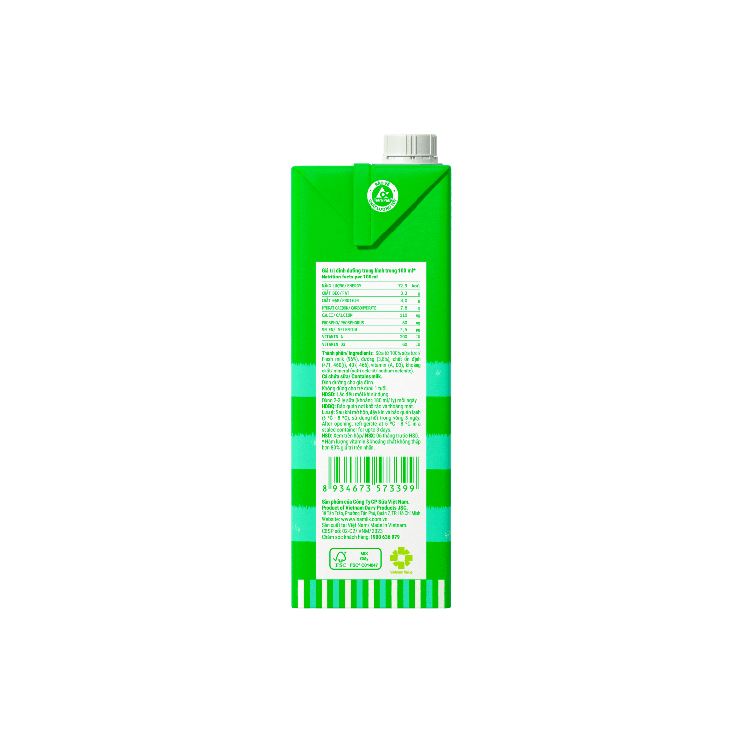 Sữa tươi tiệt trùng 100% Có đường 1L