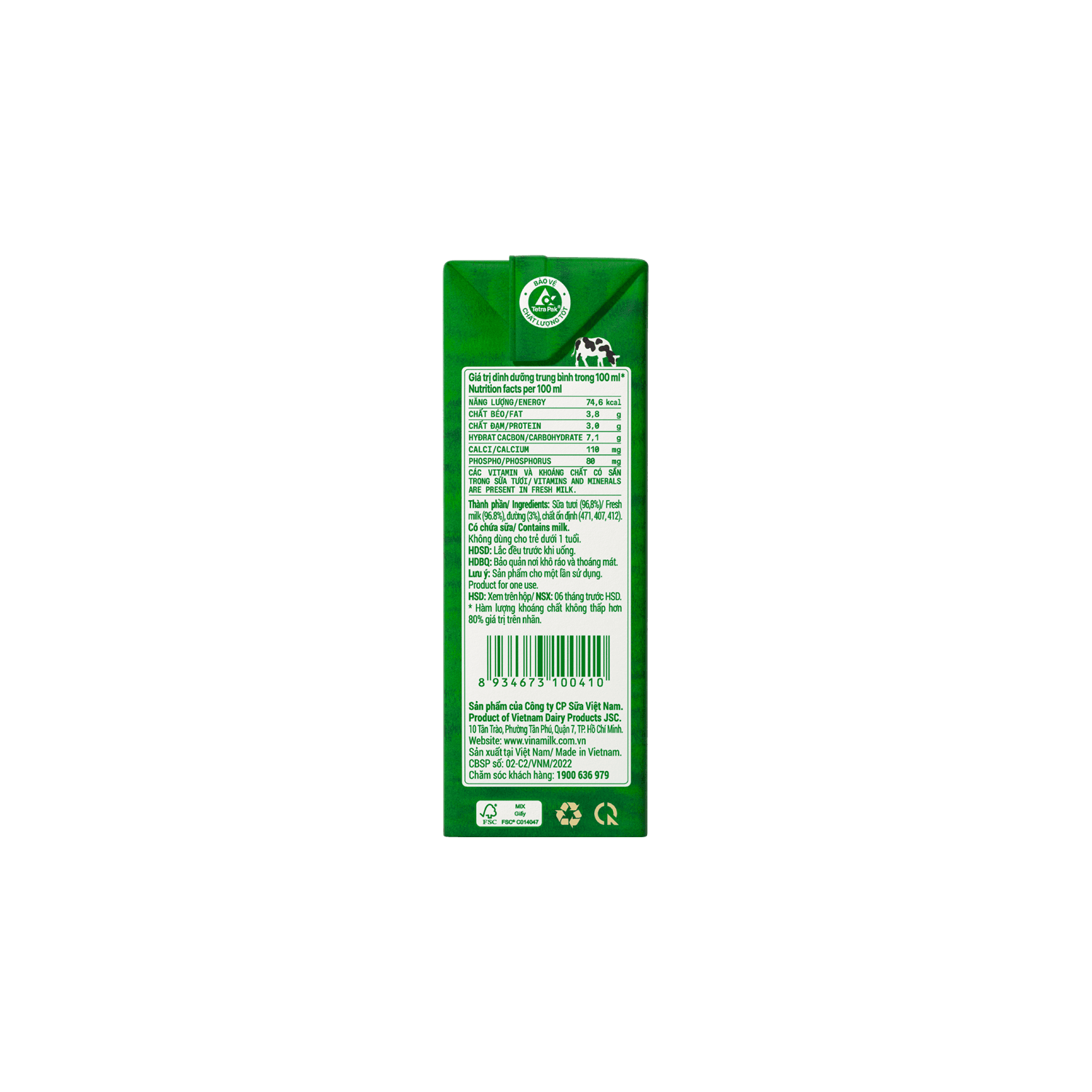Sữa tươi tiệt trùng Green Farm Có đường 110ml