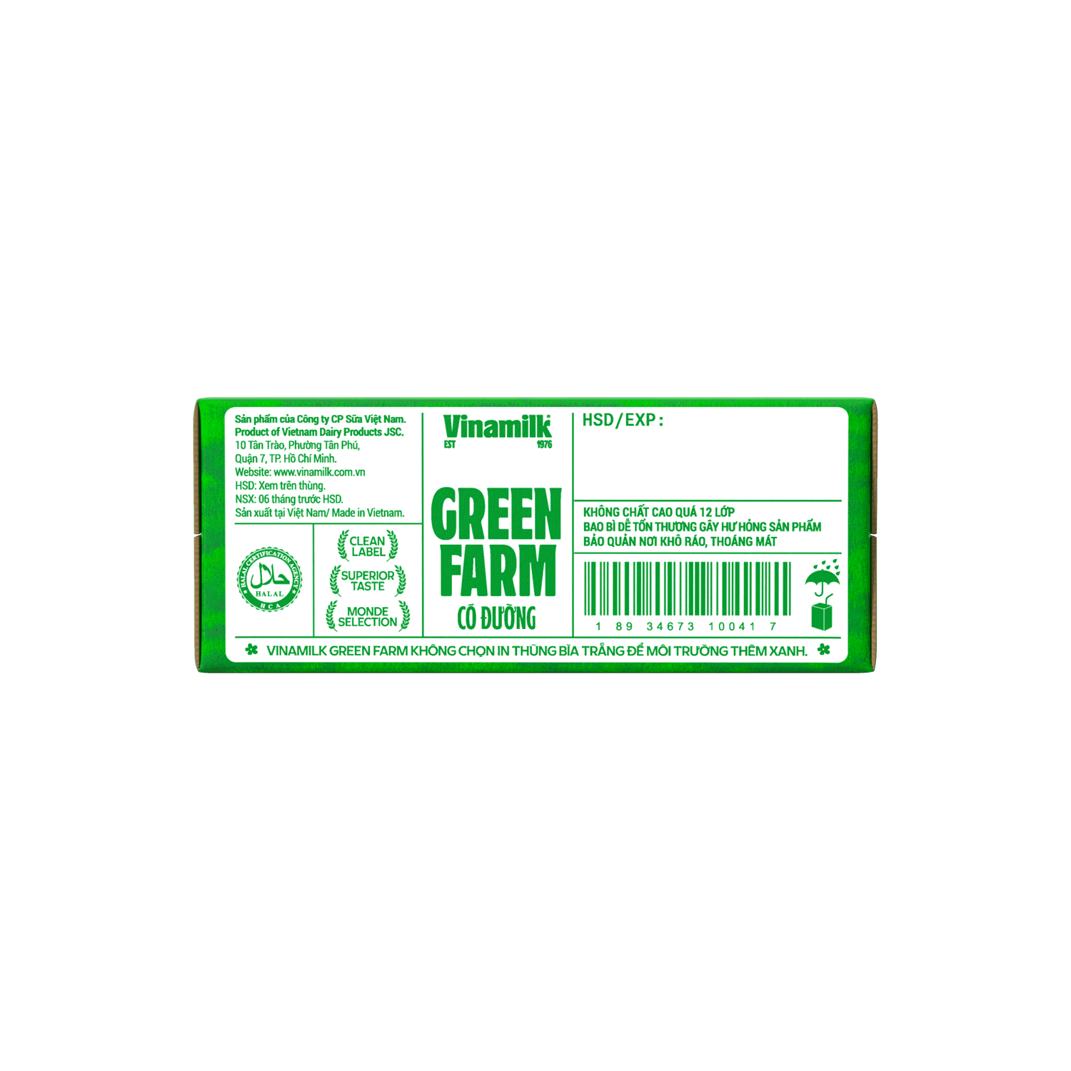 Sữa tươi tiệt trùng Green Farm Có đường 110ml