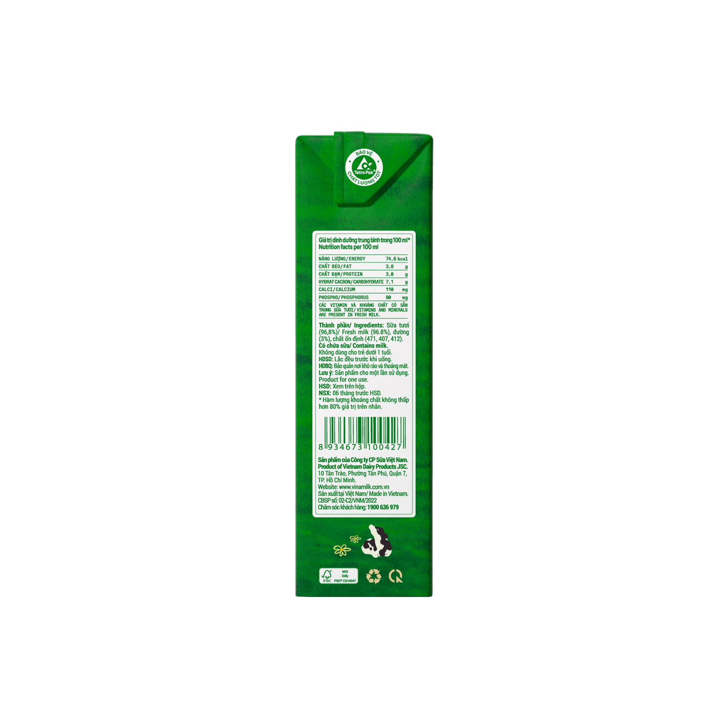 Sữa tươi tiệt trùng Green Farm Có đường 180ml