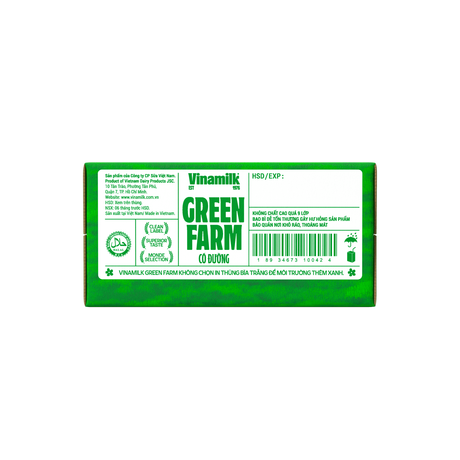 Sữa tươi tiệt trùng Green Farm Có đường 180ml