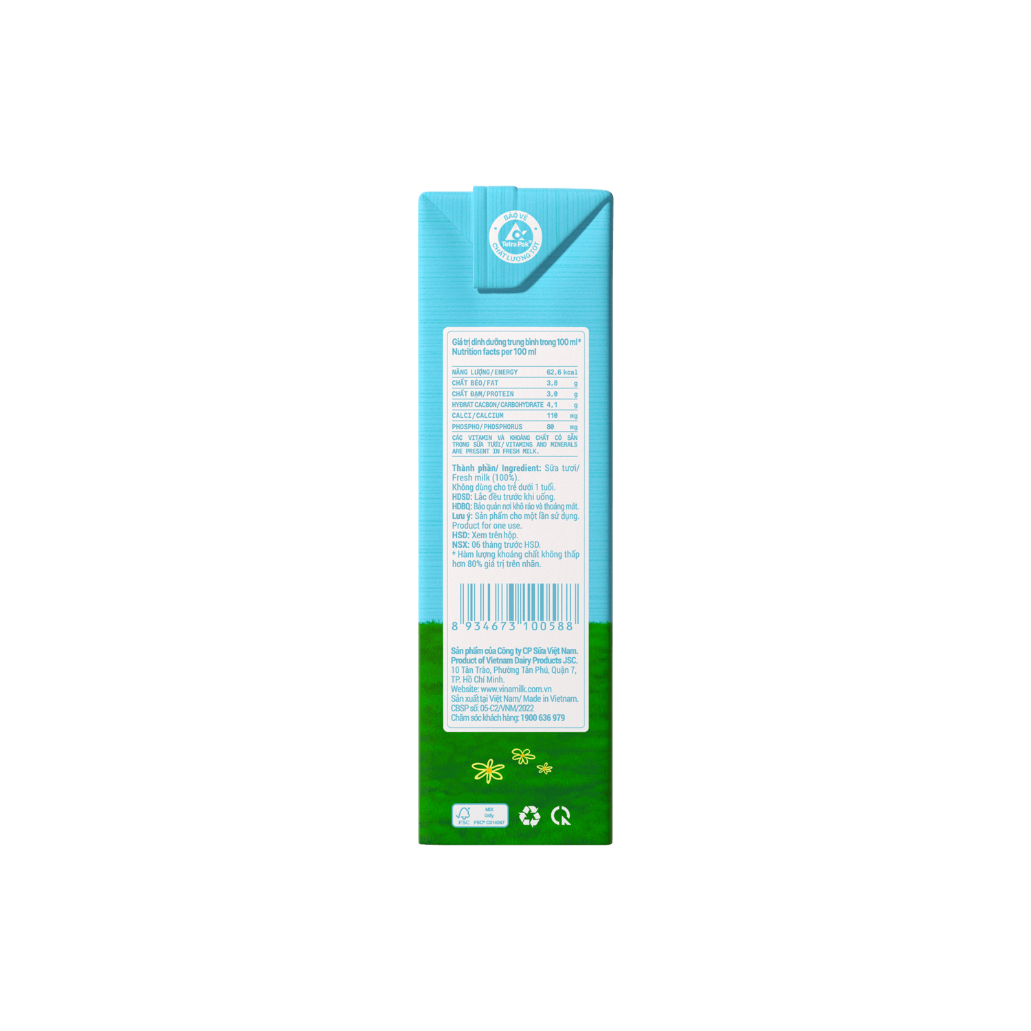 Sữa tươi tiệt trùng Green Farm Không đường 180ml