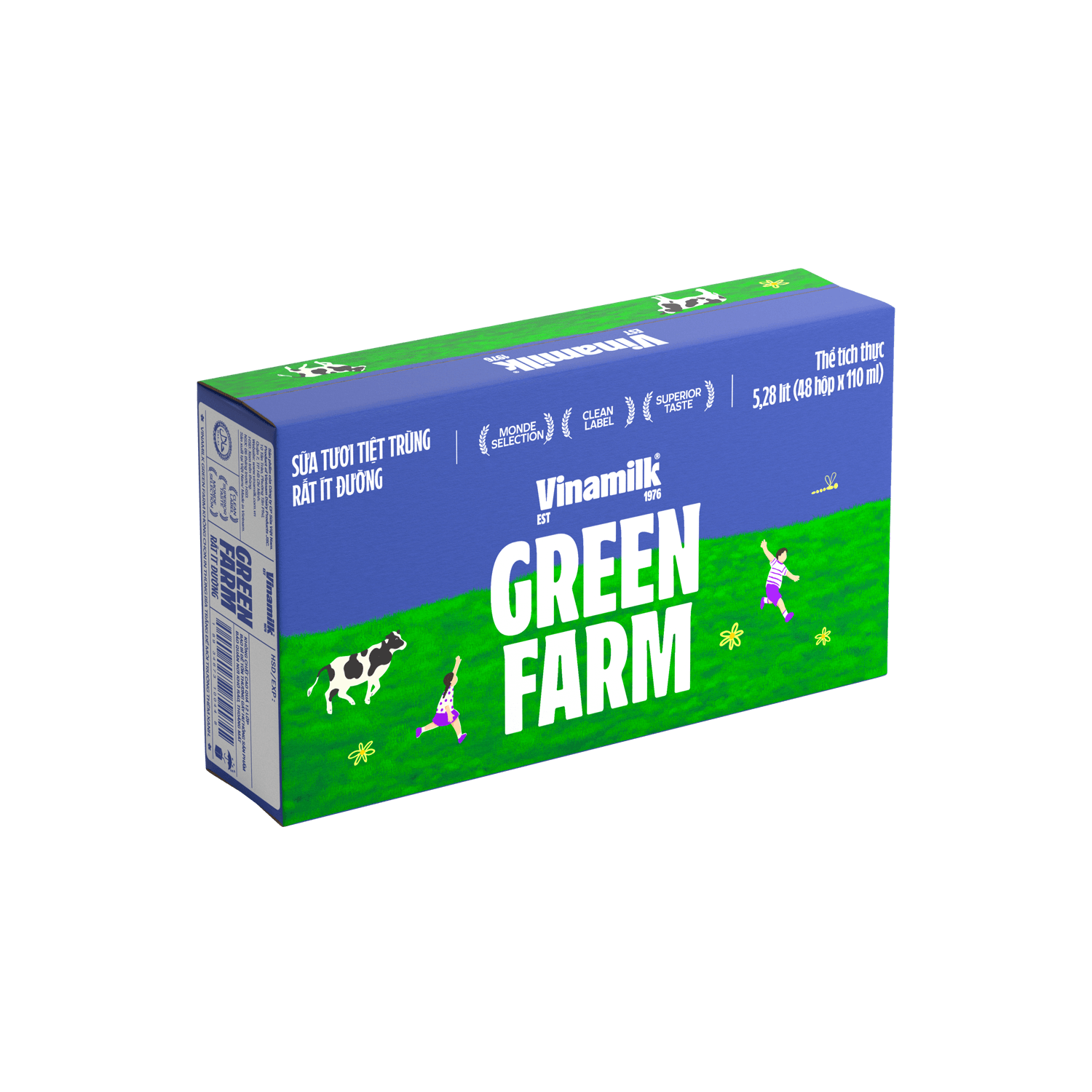 Sữa tươi tiệt trùng Green Farm Rất ít đường 110ml