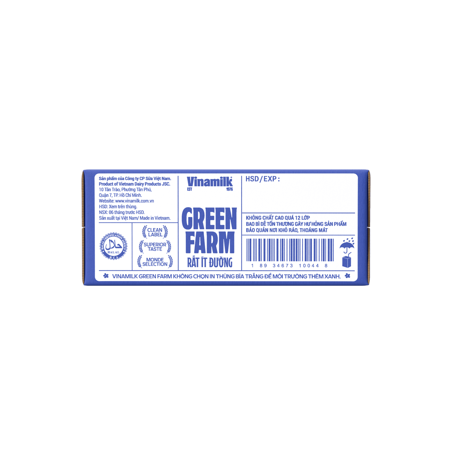 Sữa tươi tiệt trùng Green Farm Rất ít đường 110ml