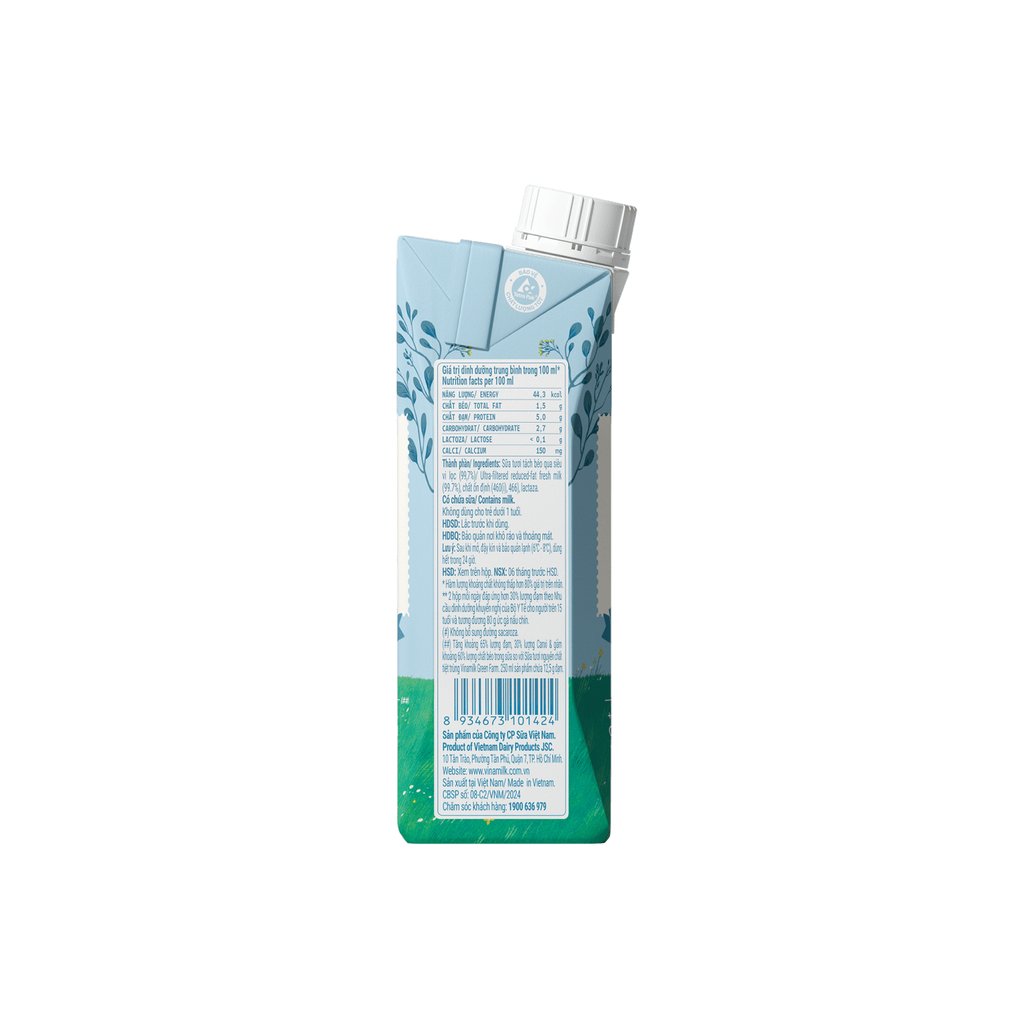 Sữa tươi tiệt trùng Green Farm Cao đạm ít béo 250ml